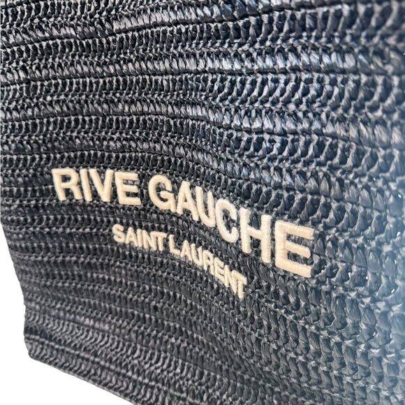 NWT YSL Rive Gauche Embroidered Rafia Tote Bag - Picture 4 of 10